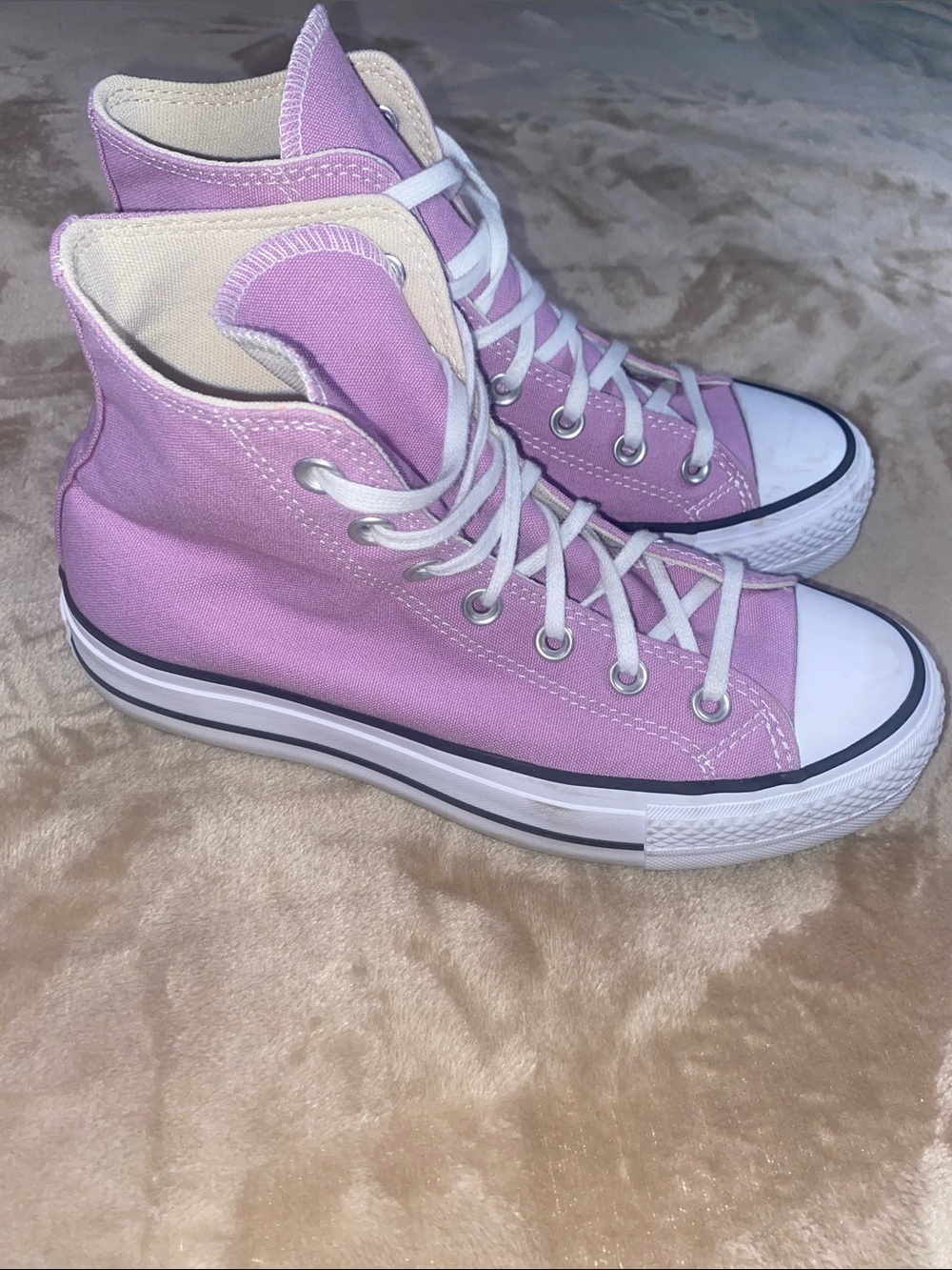Converse All Star High-Top Athletic Sneakers in Light Purple and White